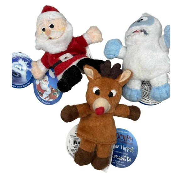 Rudolph set of 3 Island of misfit toys plush finger puppets Santa Bumble READ - Picture 1 of 9